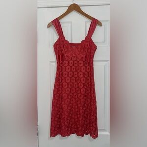 Yoana Baraschi Coral Pink Lace Mini Dress